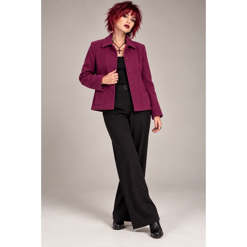 Harvé Benard Size 8 Berry Wool Blend Tailored Jacket Cashmere